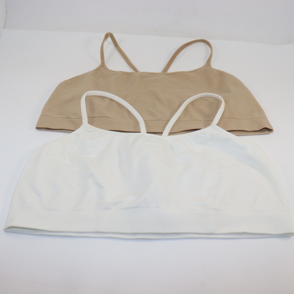 GapBody Bralette 2 Pack Large White Tan Womens Seamless Pullover Loungewear